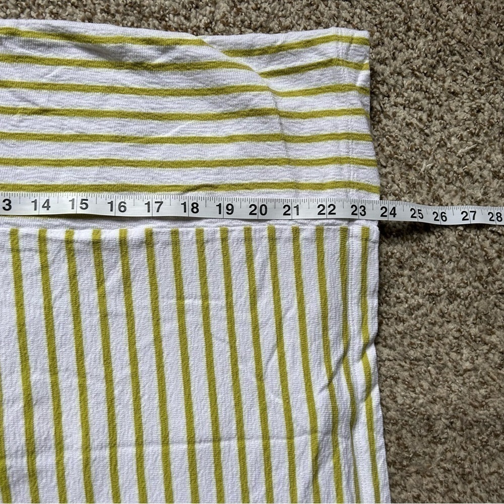 🦋 J. Jill White Green Neon Striped Short Sleeve Blouse XL Button Back Casual - Picture 6 of 7
